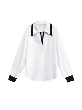 Новая женская одежда на весну и лето 2023, свободная повседневная белая рубашка с рукавами-фонариками 0406