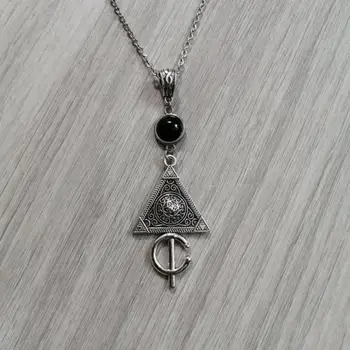 Ожерелье, оникс, черный, натуральный камень, символ, треугольник, колдовской, witch, wicca, языческий, викканский, эзотерический, готический