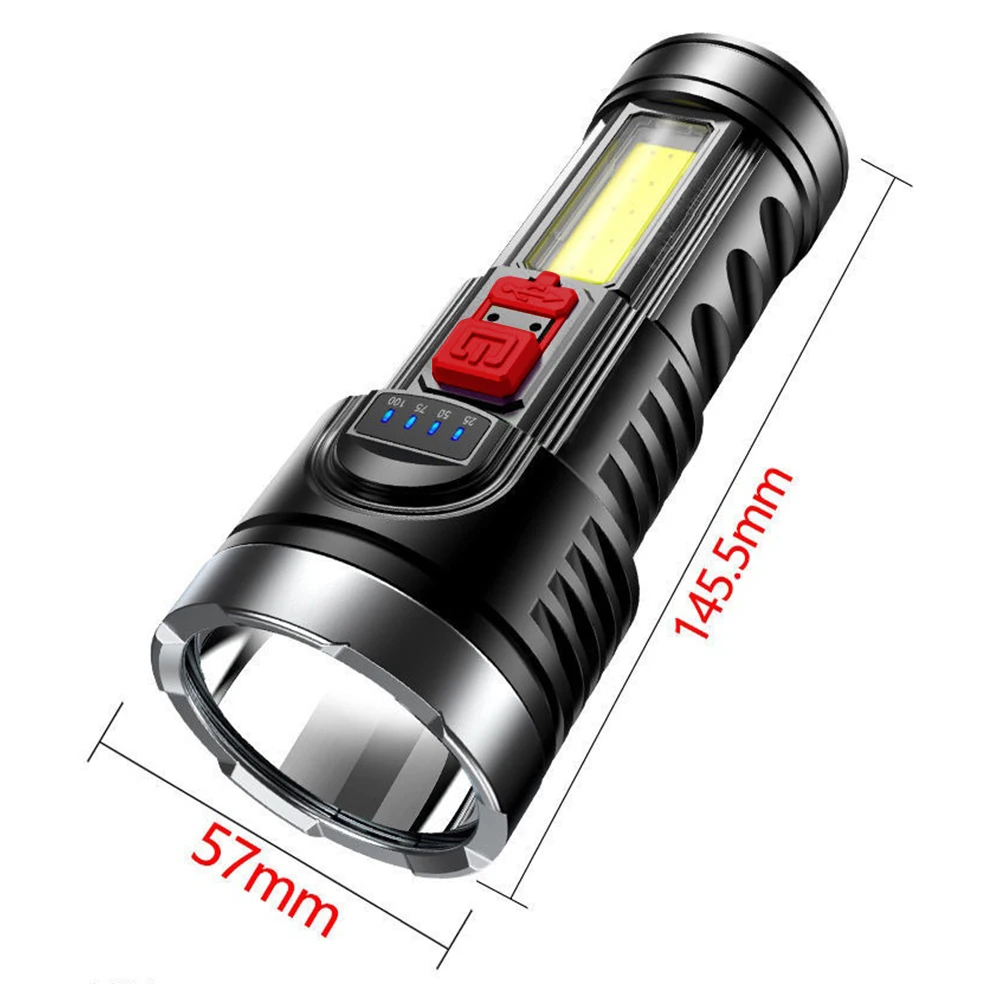 1-10 шт. Портативный фонарик для кемпинга, 4 режима освещения, COB светодиодный рабочий фонарь, аварийный ручной фонарик, перезаряжаемый через USB 5