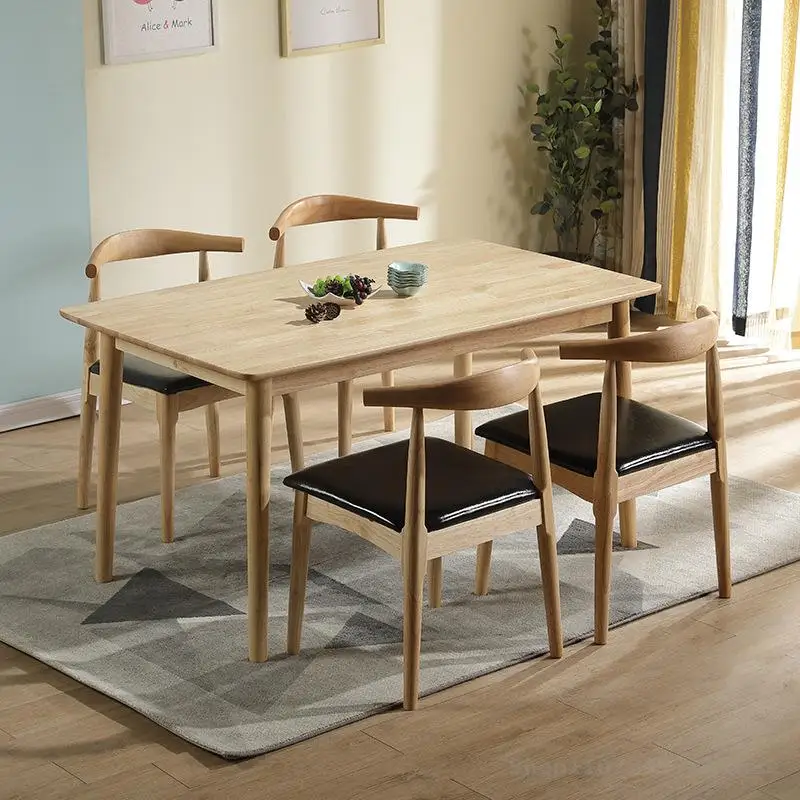 2 комплекта стульев Nordic Horn для кафе, домашнего письменного стола, столовой со спинкой из цельного дерева, обеденного стула из цельного дуба 1