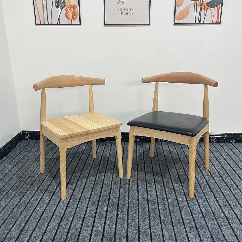2 комплекта стульев Nordic Horn для кафе, домашнего письменного стола, столовой со спинкой из цельного дерева, обеденного стула из цельного дуба 3