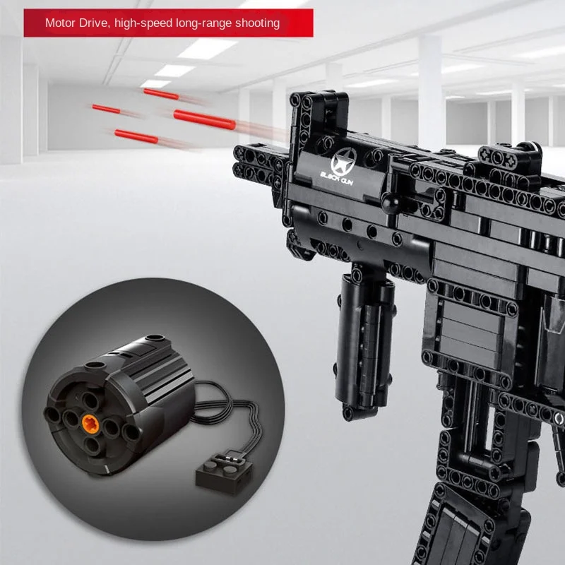 783 шт. Моторизованный Пистолет-Пулемет MP5 Модель Строительные Блоки Технические Пистолеты Кирпичи PUBG Военный Спецназ Оружие Игрушки для Детей 1