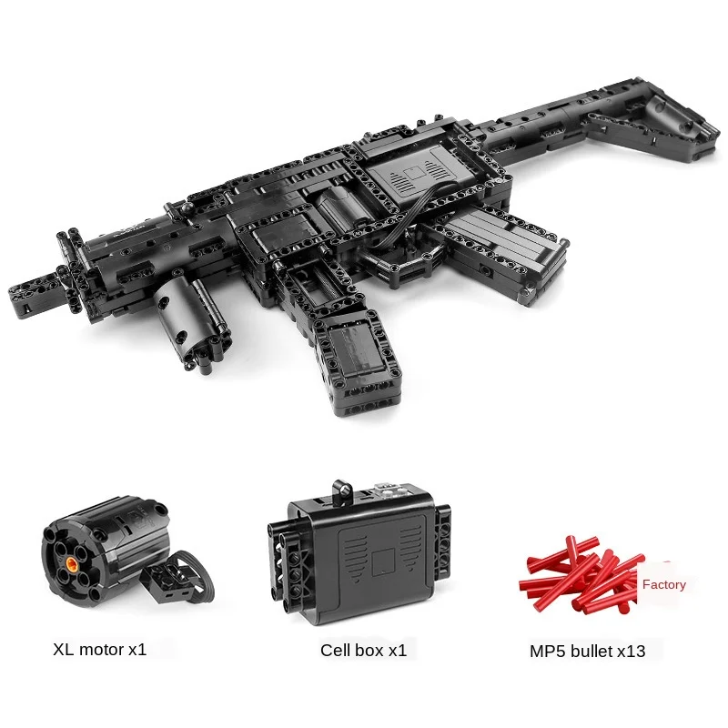 783 шт. Моторизованный Пистолет-Пулемет MP5 Модель Строительные Блоки Технические Пистолеты Кирпичи PUBG Военный Спецназ Оружие Игрушки для Детей 4