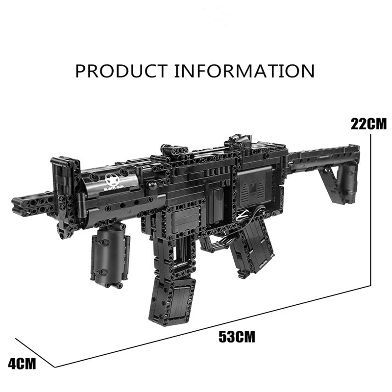 783 шт. Моторизованный Пистолет-Пулемет MP5 Модель Строительные Блоки Технические Пистолеты Кирпичи PUBG Военный Спецназ Оружие Игрушки для Детей 5