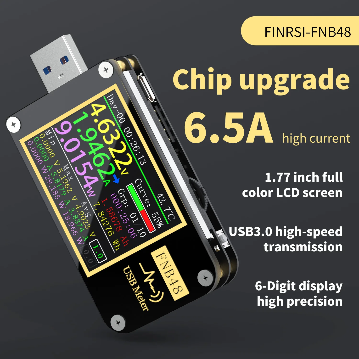 FNB48S PD триггер Вольтметр амперметр Тока и вольтметр USB тестер QC4 + PD3.0 2.0 PPS протокол быстрой зарядки тест емкости 0