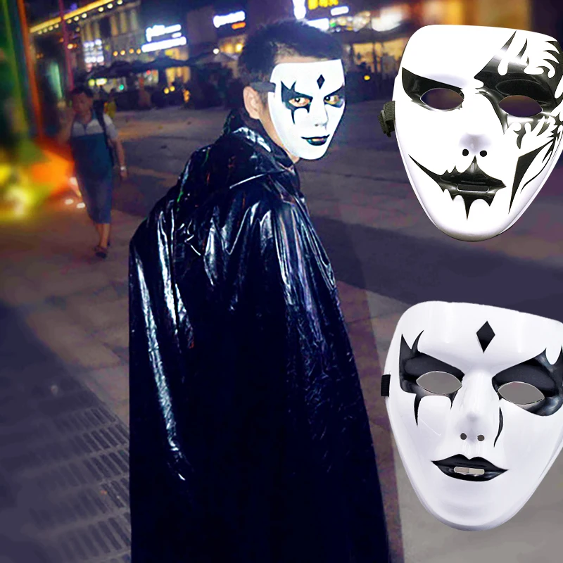 Naucao Раскрашенная маска, Реквизит для Хэллоуина макияж полная маска для лица хип-хоп взрослый ручная роспись белый хип-хоп танцевальный мужчина взрослая мужская маска 0