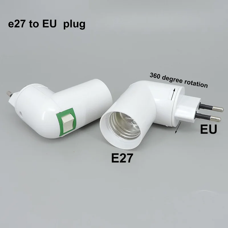 ЕС, США, штекер PP в базовую розетку E27, преобразователь, Разветвитель, Патрон лампы с переключателем включения / выключения, поворотный винт адаптера на 360 градусов 1