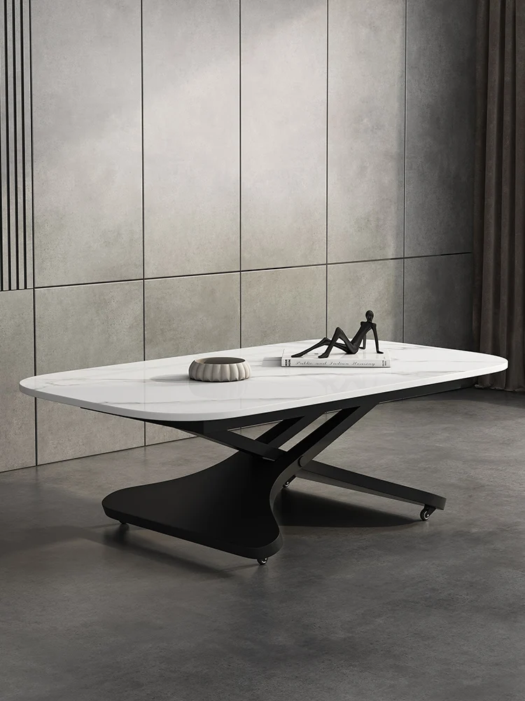 Итальянский минималистичный многофункциональный журнальный столик с подъемной каменной плитой, бытовой чайный столик двойного назначения для маленькой гостиной 0