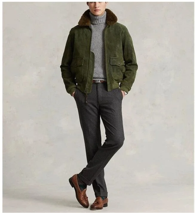 качество 2023, новый элитный бренд, настоящая армейская зеленая замшевая куртка из воловьей кожи.Плюс размер, натуральное пальто в стиле G1.Зимняя мужская кожаная ткань 3