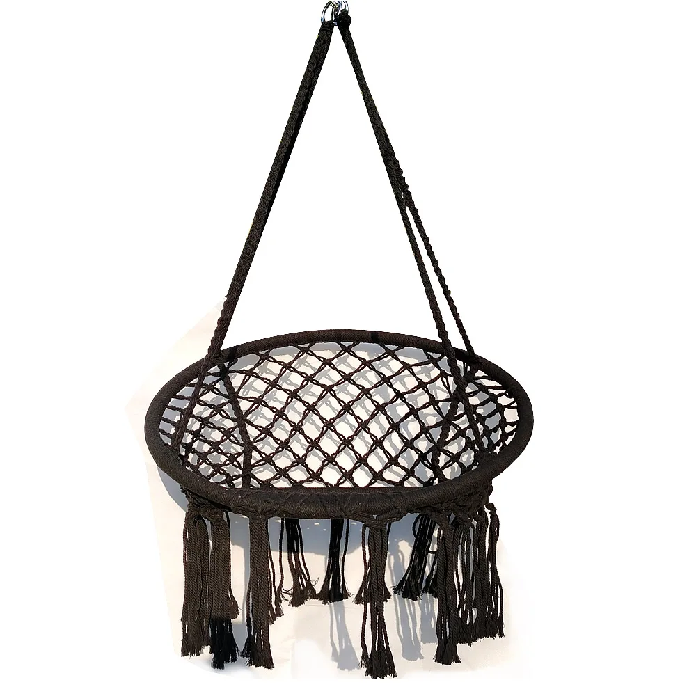 Кресло-гамак, садовые качели, подвесная хлопчатобумажная веревка с подсветкой для помещений и улицы (белая и черная) 4