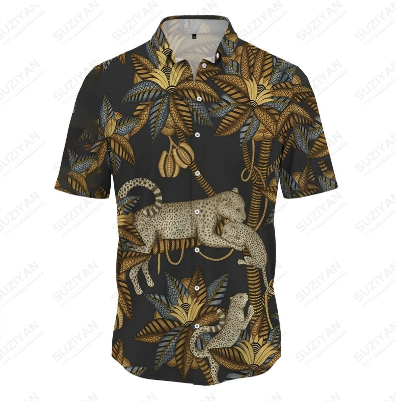 Мужская гавайская рубашка свободного кроя для путешествий со складным воротником, однобортный дизайн, классический европейский модный тренд 0