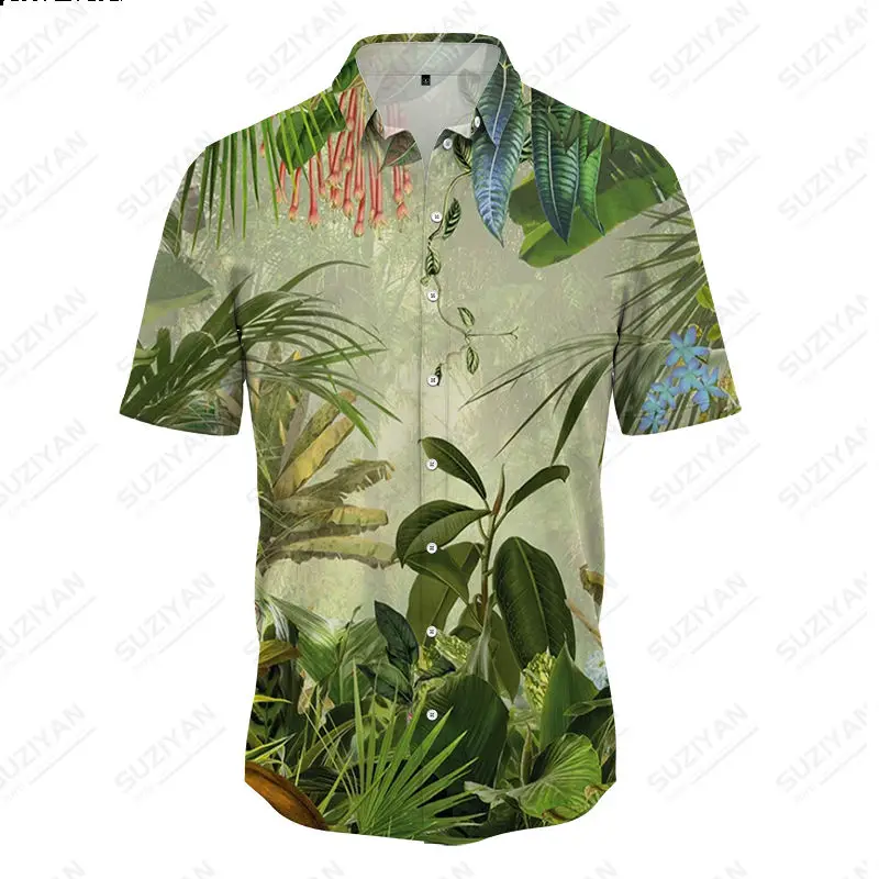 Мужская гавайская рубашка свободного кроя для путешествий со складным воротником, однобортный дизайн, классический европейский модный тренд 1