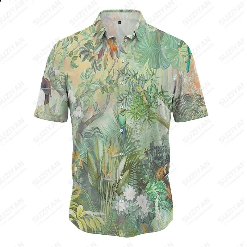 Мужская гавайская рубашка свободного кроя для путешествий со складным воротником, однобортный дизайн, классический европейский модный тренд 2