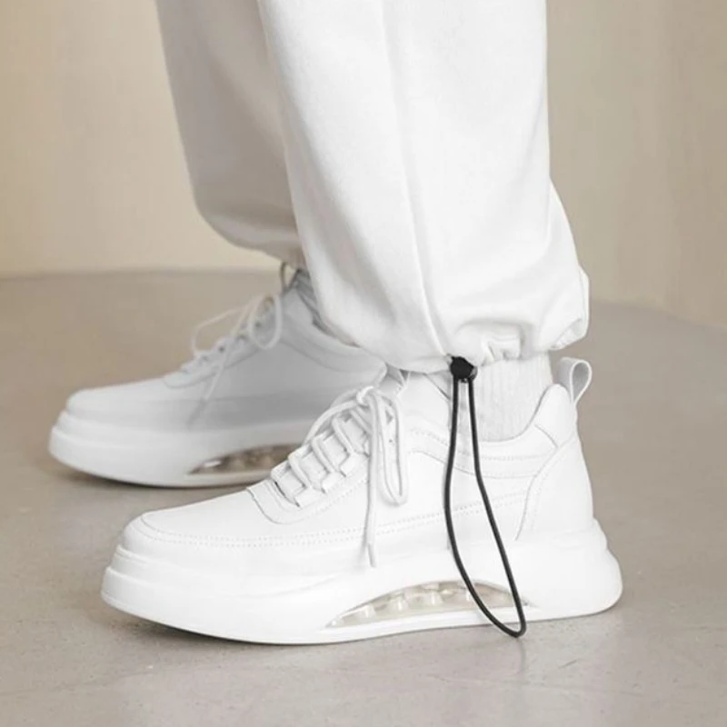 Мужские белые кроссовки, повседневные кроссовки на платформе со шнуровкой, Весенняя Вулканизированная обувь для ходьбы с круглым носком, Zapatillas Running Hombre 5