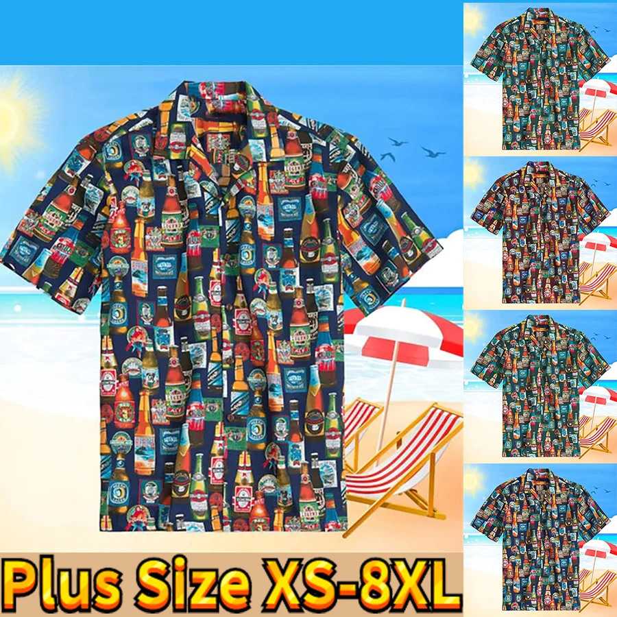 Мужские высококачественные новые рубашки с ослепительным принтом, классические рубашки на пуговицах, повседневные популярные модные облегающие рубашки с короткими рукавами XS-8XL 0