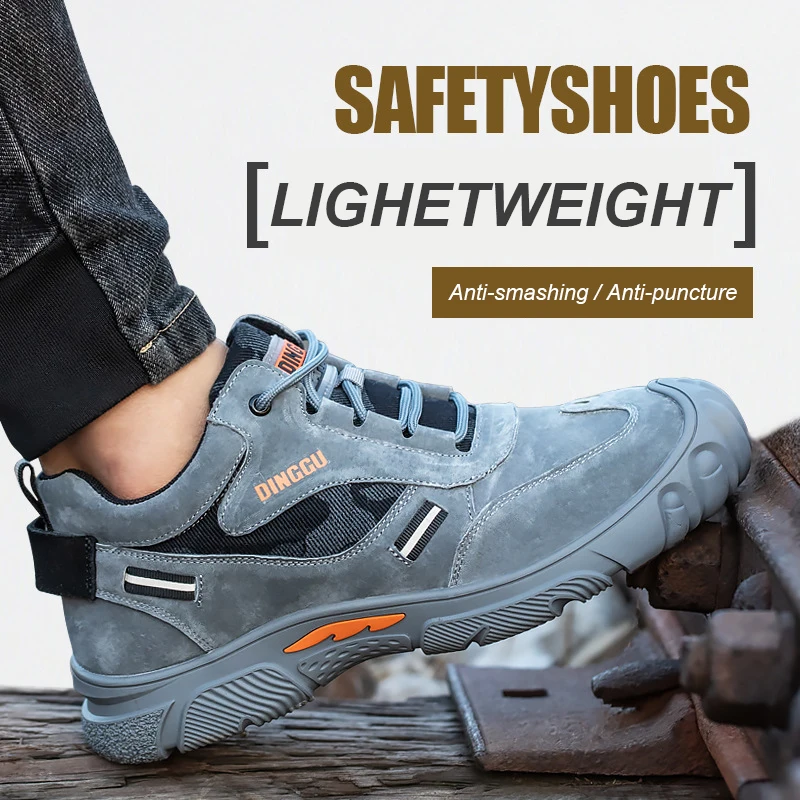 Мужские рабочие защитные ботинки со стальным носком, рабочая обувь, мужская проколостойкая неразрушаемая защитная обувь, мужские легкие защитные ботинки 4