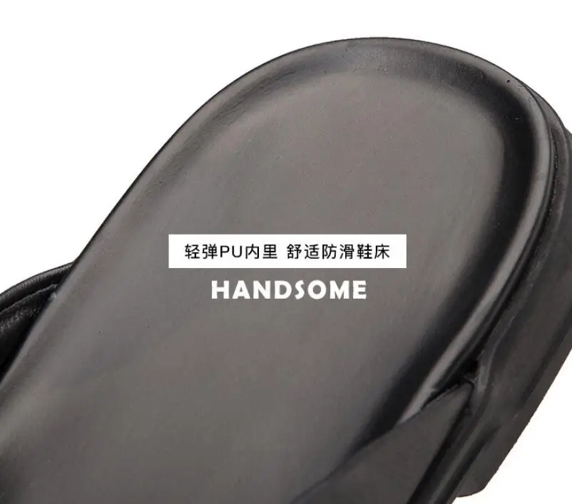 НОВАЯ кожаная модная корейская версия для отдыха на открытом воздухе с нескользящим большим мягким дном, состоящая из одного слова slipper man T28 4