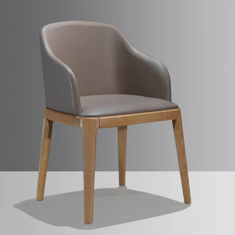 Обеденные стулья из массива дерева в скандинавском стиле, бытовые рестораны, восьмиугольные стулья, коммерческие кожаные художественные мягкие сумки и стулья 3