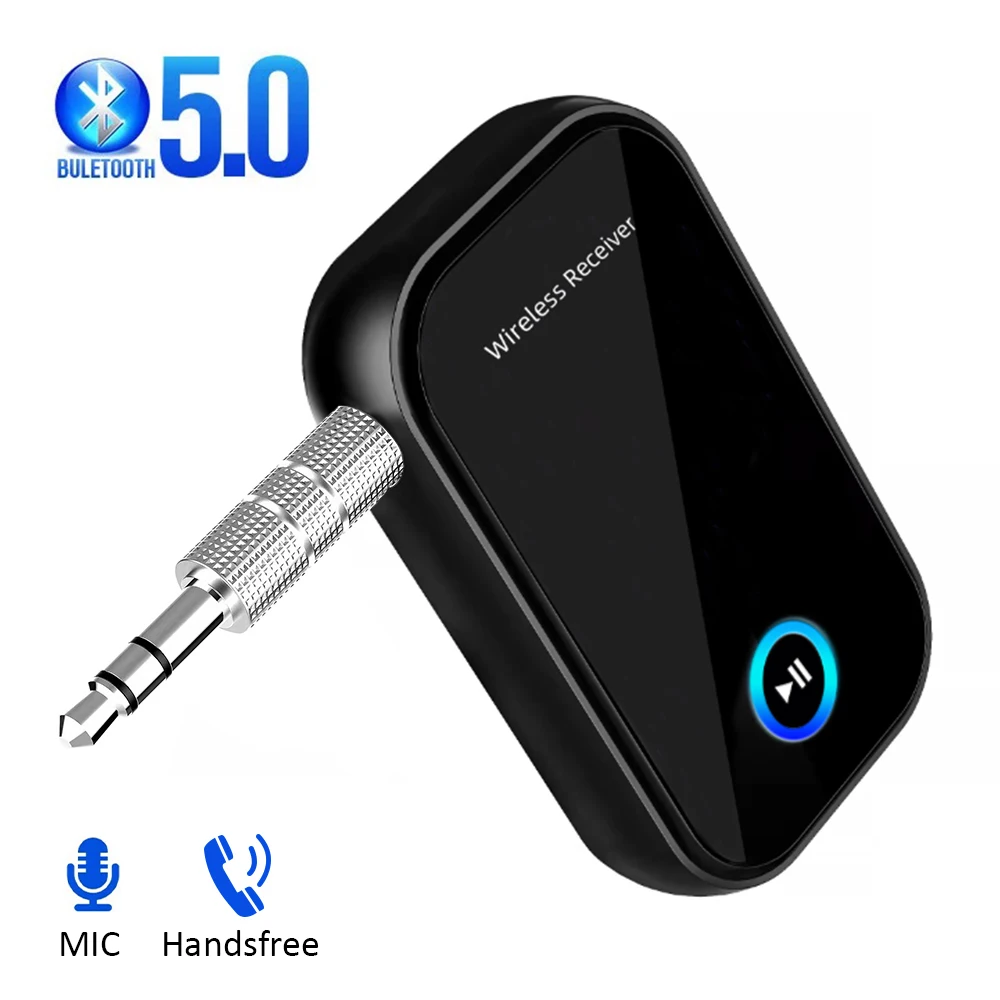 Передатчик приемник Bluetooth 5.0 3,5 мм Разъем AUX Музыкальный Беспроводной аудиоадаптер Громкой связи Автомобильный комплект для динамика наушников 0