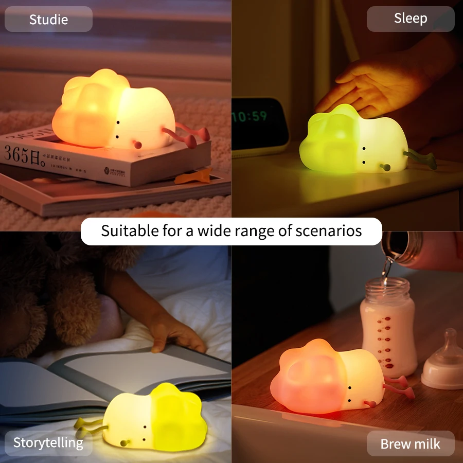 Перезаряжаемый растительный силиконовый ночник, Светодиодная лампа для сна, Детские ночники, Капустный атмосферный светильник, Креативный подарок 3