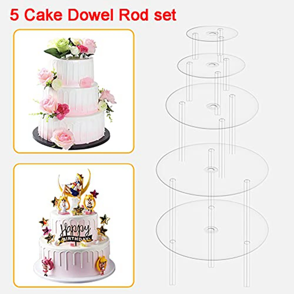 Подставка для торта 5 Подставок для торта Основа для торта (9/12/16/20/20 см) с 15 дюбелями Многоразового использования для многоярусных тортов на свадьбу 3