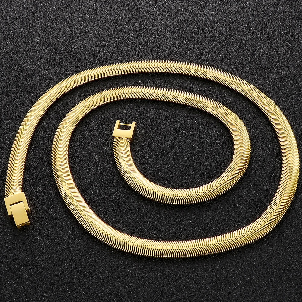 Позолоченное мужское колье-чокер из нержавеющей стали длиной 60 см и 8 мм, цепочка из змеиной кости, мужские ожерелья, ювелирные аксессуары 3