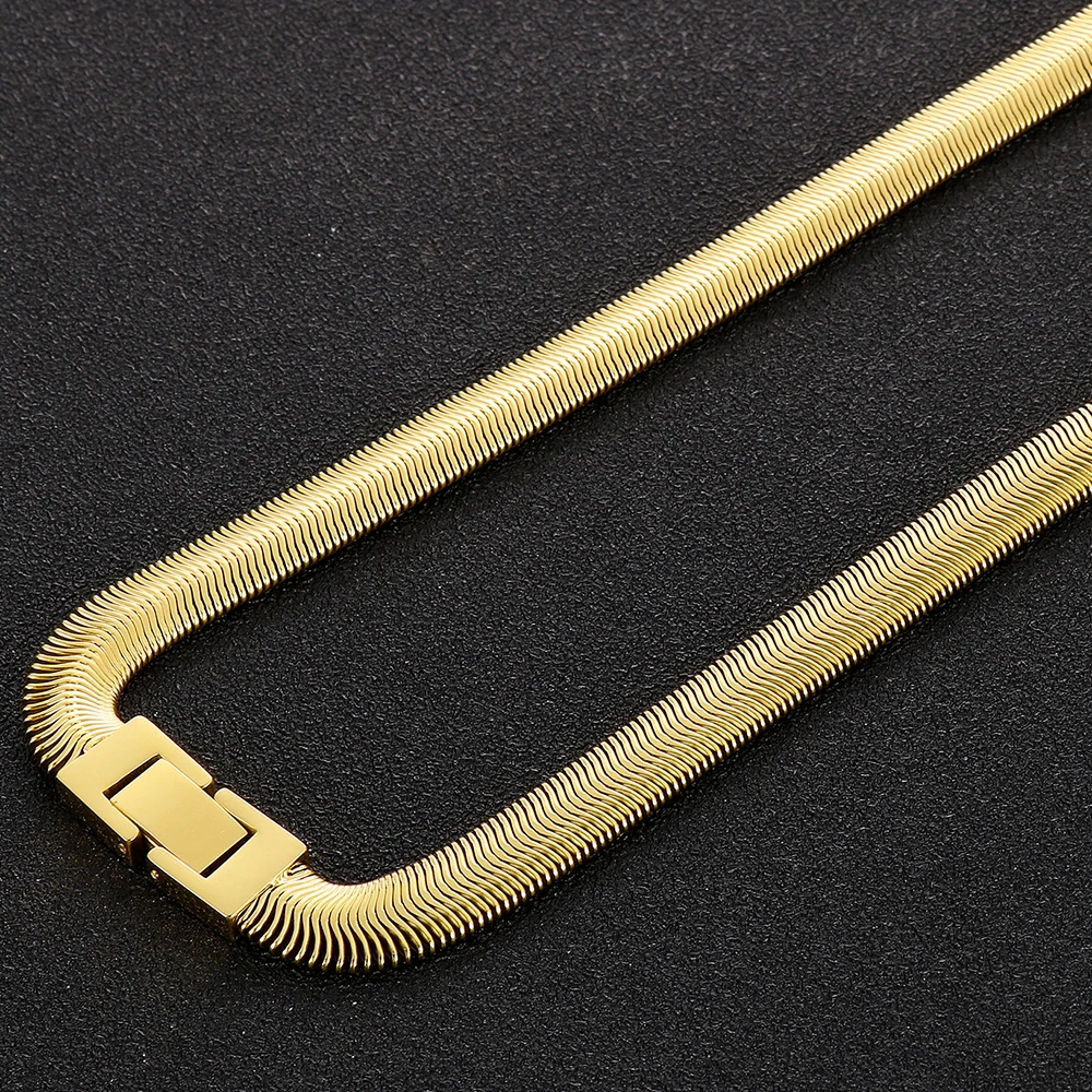 Позолоченное мужское колье-чокер из нержавеющей стали длиной 60 см и 8 мм, цепочка из змеиной кости, мужские ожерелья, ювелирные аксессуары 4