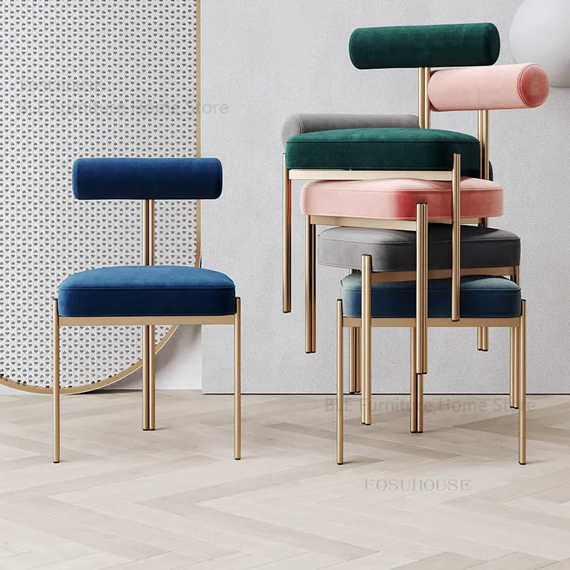Современный дизайнерский обеденный стул Роскошные обеденные стулья для кухни Мебель для столовой Nordic Home Тканевая спинка Стул для макияжа 4