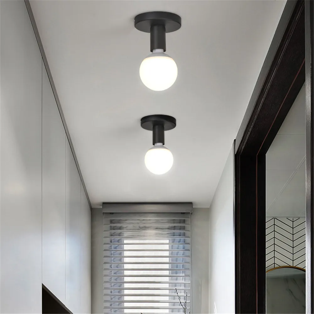 Современный минималистичный потолочный светильник Промышленный металлический Потолочный светильник E27 с цоколем для балкона, кабинета, столовой, спальни, прохода 1