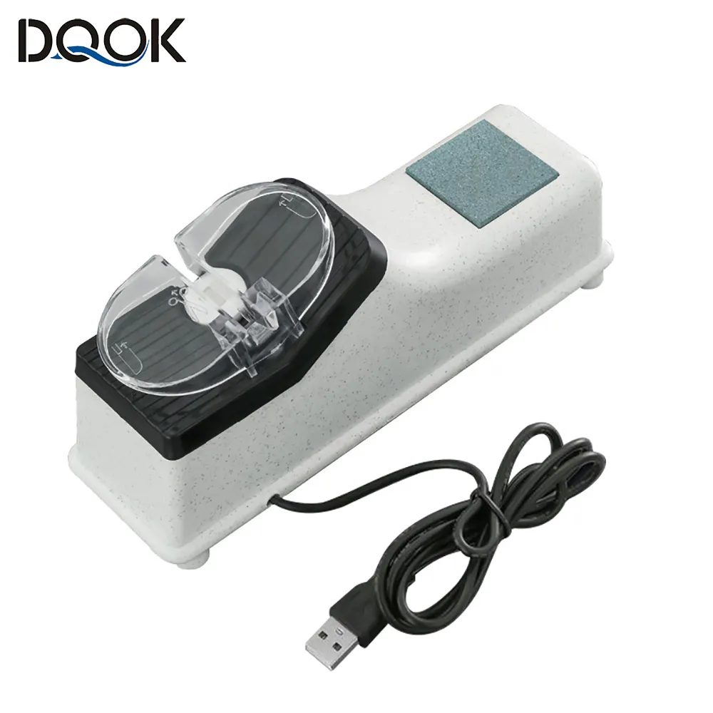 Электрическая точилка для ножей USB, регулируемая для кухонных ножей, инструмент для заточки ножниц, белое лезвие средней и тонкой заточки 0