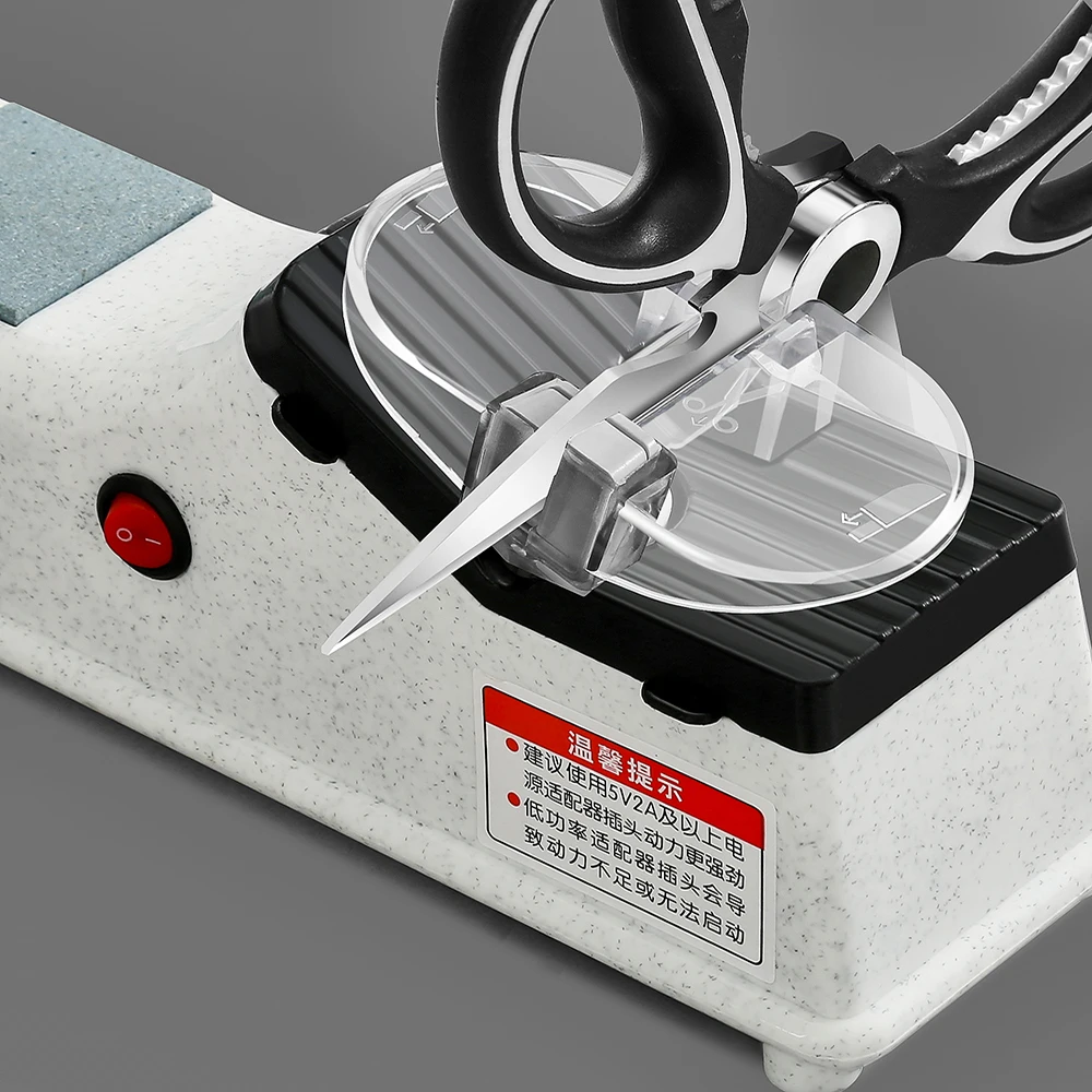 Электрическая точилка для ножей USB, регулируемая для кухонных ножей, инструмент для заточки ножниц, белое лезвие средней и тонкой заточки 4